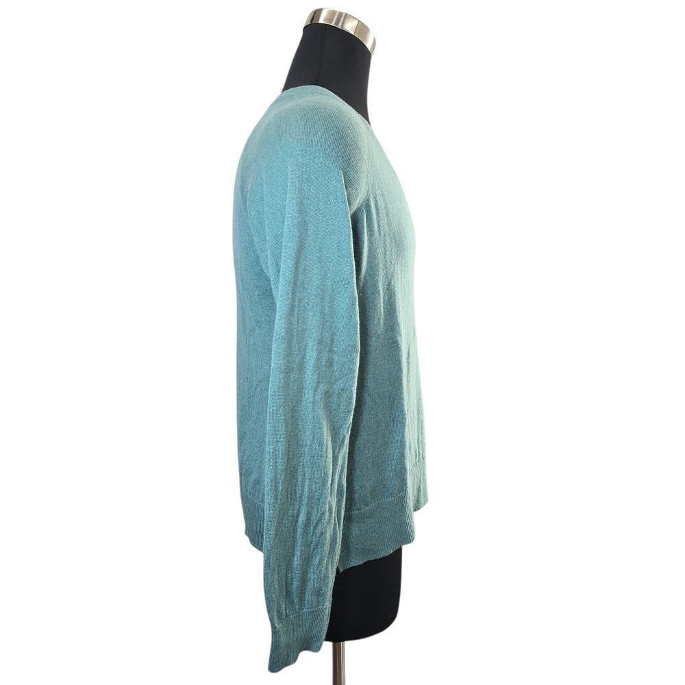 Lucky Brand Sweater M Mint Blue Cotton Blend V-Neck Raglan Classic Minimalist - Picture 2 of 10